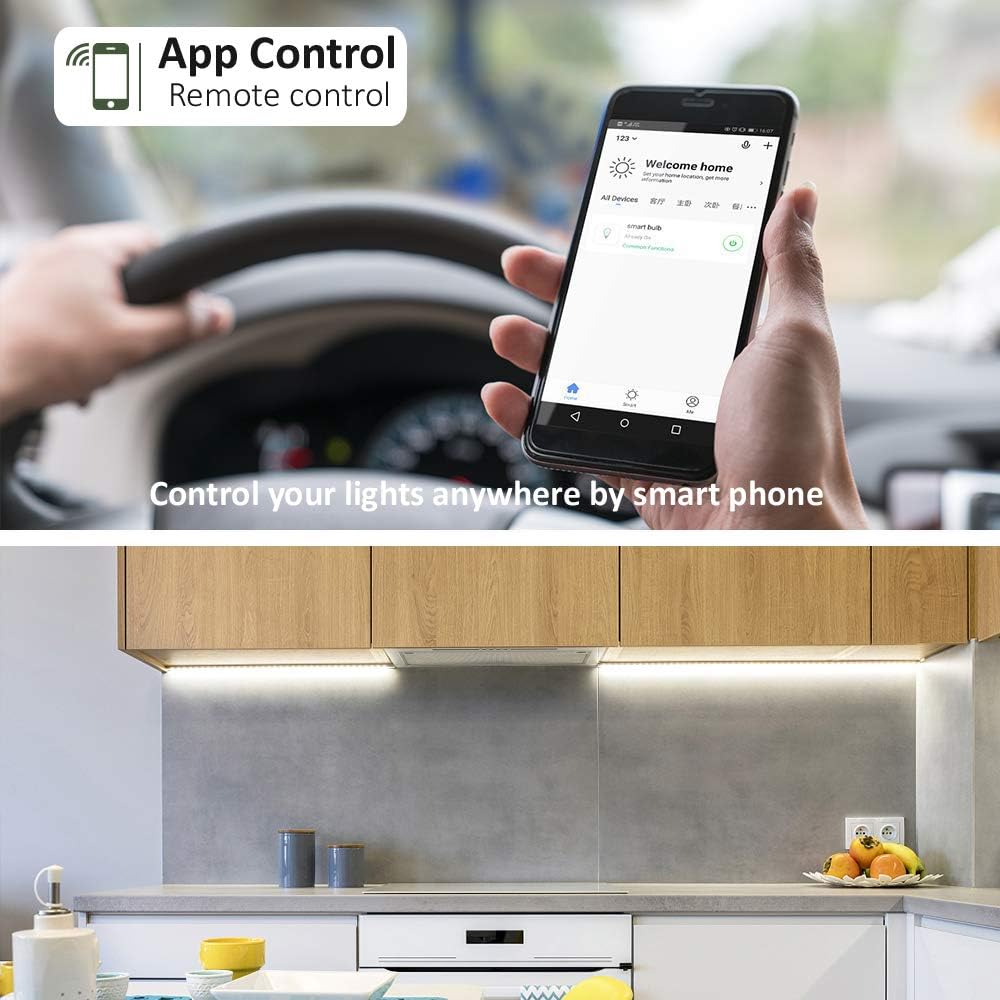Smart Under Cabinet Lights Work with Alexa, Google,Siri, LED Light for Kitchen Shelf Counter Lighting with App, Voice Activated Dimmable and Linkable Warm to Cool White (3 Lights Bar Kit)
