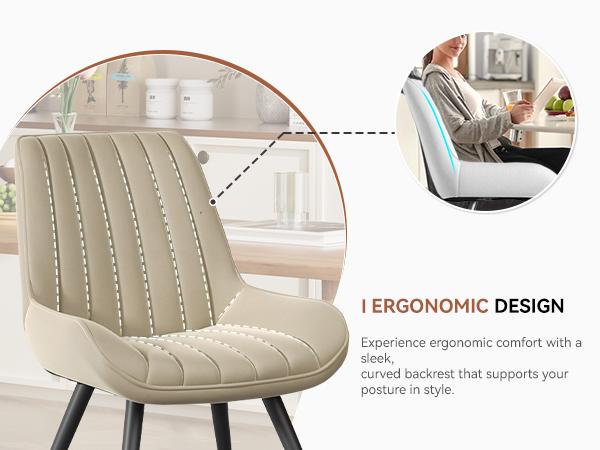 Kerilyn Modern Dining Chairs Comfy Dining Room Chairs with Thick Cushions, Upholstered Fabric Kitchen Side Chairs with Metal Legs, Black