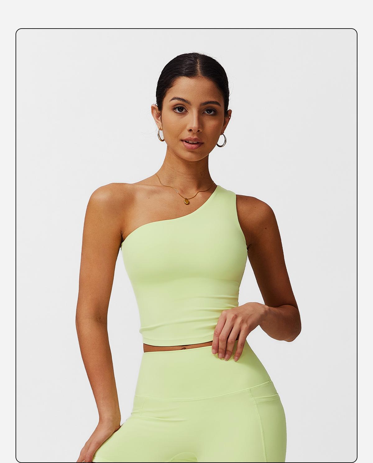 Women's Fitness Tank Top with Built-in Bra PadsUnderwear,Slanted One Shoulder Fitness Top,Yoga GymWorkout Tank Top,Yoga Outdoor Running Daily Wear TankTop Lightweight Activewear Athleisure Breathable Clothes compression tank top