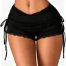 Women's Adjustable Side Drawstring Lace Ruffle Shorts, Ruffle Trim Shorts, Y2K Ruched Low Rise Mini Stretchy Slim Fit, Micro Shorts for Casual Wear