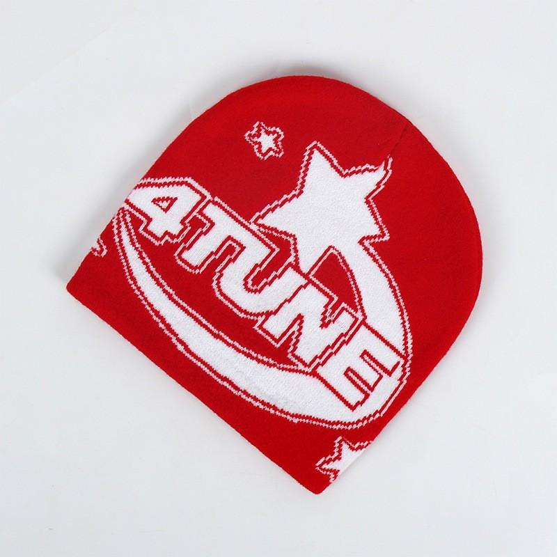 4tune Star Pattern Knit Beanie, Unisex Y2K Streetwear Skull Hat, Warm Skateboard Beanie, Perfect for Street Style, Winter, Daily Wear