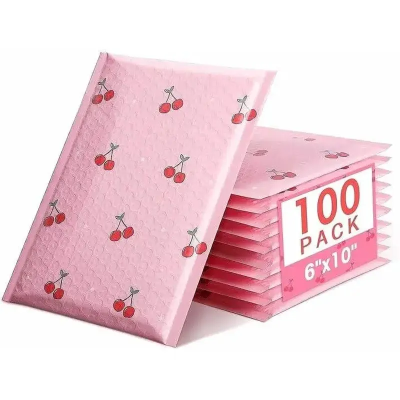 Pink Poly Bubble Mailers (6x10 In, 100 Pack) - Self-Sealing Custom Synthetic Padded Envelopes with Tamper-Evident Enclosure, Puncture-Resistant, Waterproof, Peel-Seal Fast for Small Business Shipping, Customer Package Protection