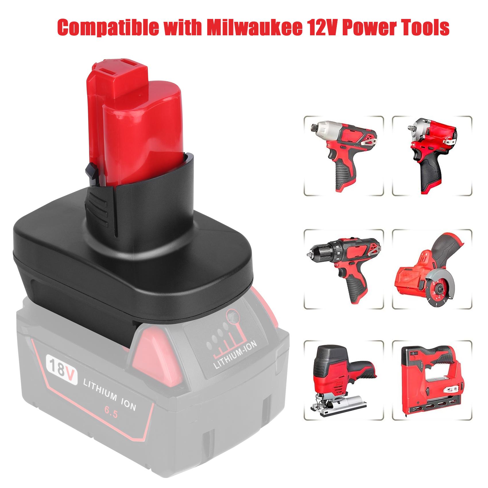 KUNLUN Adapter for DeWalt 20V Battery & for Milwaukee ∧∧-18 18V Battery Convert for ∧∧-18 to for ∧∧-12 Battery for Milwaukee ∧∧-12 Battery Compatible with Milwaukee ∧∧-12 12V Cordless Power Tools Use (Adapter Only)