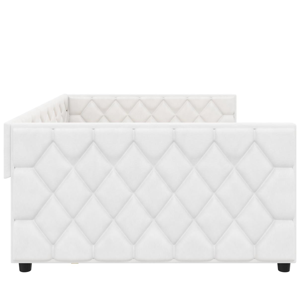 PU Leather Upholstered Daybed with Pull Out Trundle Bed, LED Light Armrests, Multi-Functional Sofa Bed, Solid Wood Frame for Guest Room PU Leather Upholstered Daybed with Pull Out Trundle Bed, LED Light Armrests, Multi-Functional Sofa Bed, Solid Wood Frame for Guest Room