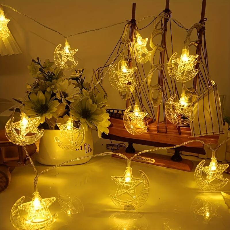 LED Star Moon Decorative Light String, Dynamic LED Lights, Ramadan Indoor Room or Bedroom Wall Decoration, Party Holiday Festival Ornament