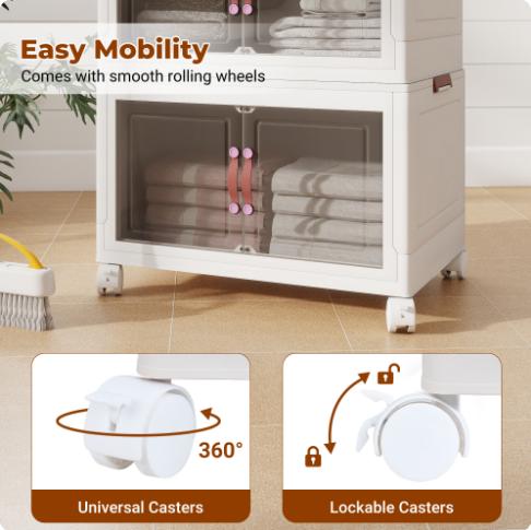 Three-layer plastic folding storage cabinet