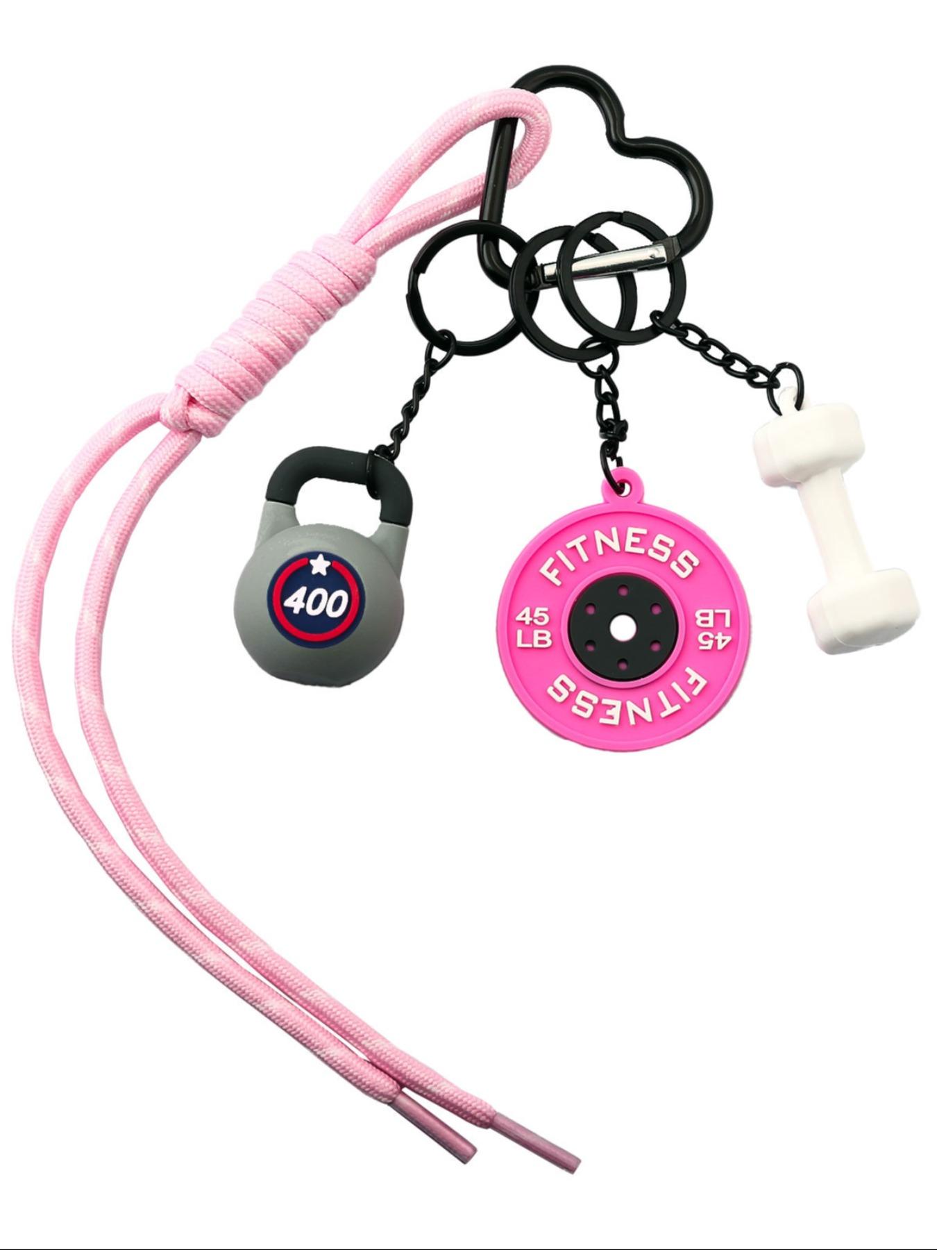 Gym Dumbbell Barbell Kettlebell Keychain, Keychain Wristlet, Fitness Accessory for Gym Bags & Backpacks, Stylish & Functional Design, Perfect Gift for Workout Enthusiasts
