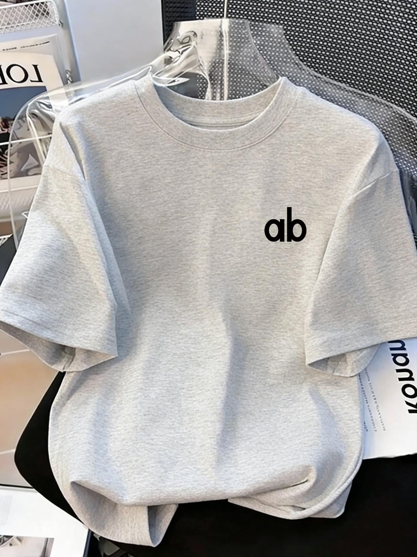 Women's Summer Spring New Ab Letter Print Round Neck T-Shirt, Loose Fit Slimming, Casual Comfortable Breathable, Perfect for Daily Wear