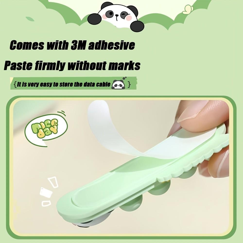 Panda Pattern Cable Organizer Set, Non-Tracking Desktop Wire Management, No Drilling Cord Fixator, Data Line Wrap Station, Bedroom Living Room Desk