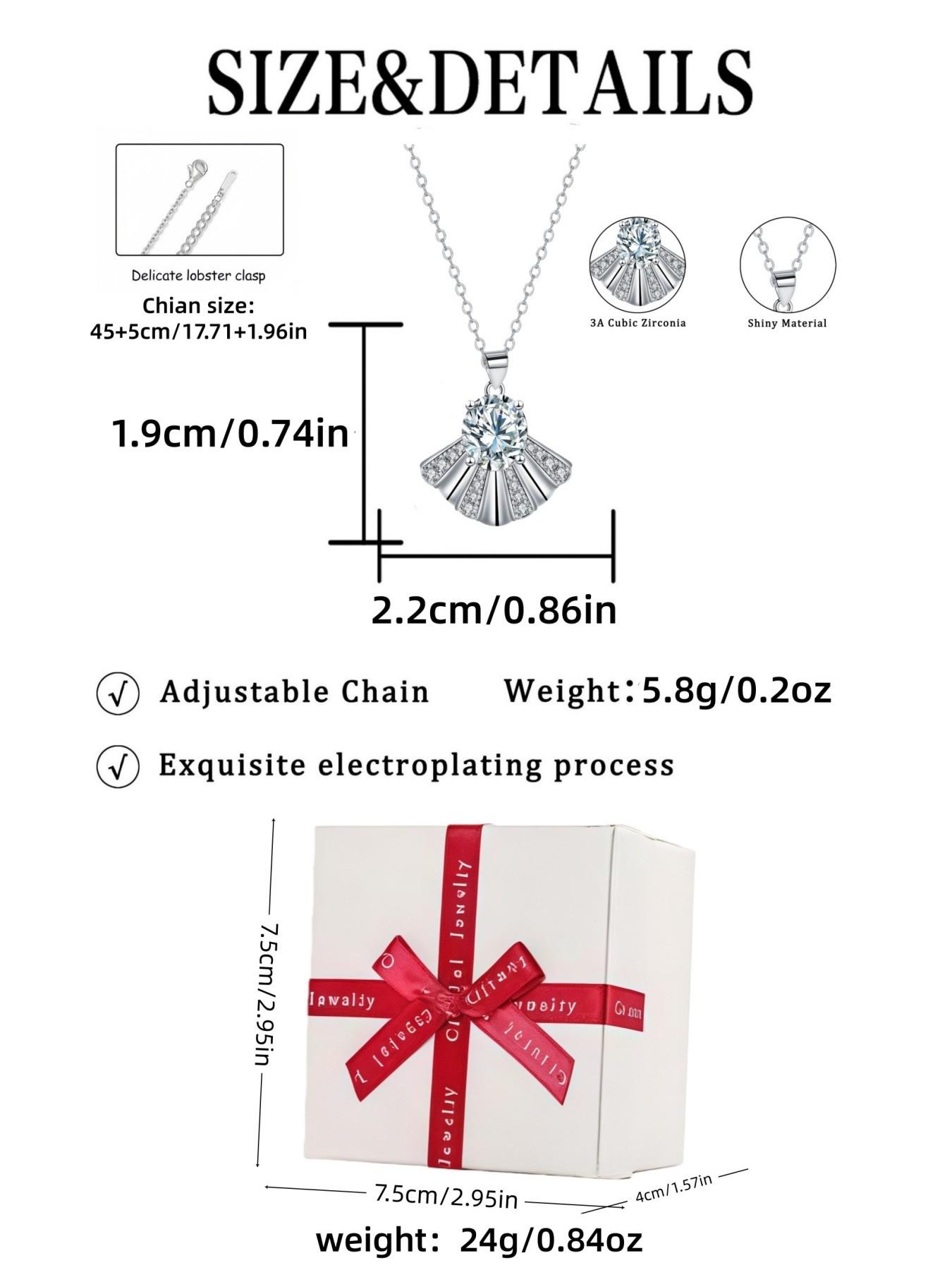 Shell Shadow Star Glow | Original Sparkling Fan-shaped Gem Pendant, Gold Plated Diamond-studded Skin-flattering Necklace with Preserved Rose & Bear Gift Box, Perfect Gift for Wife & Daughter, Birthdays, Mother’s Day & Valentine’s Day