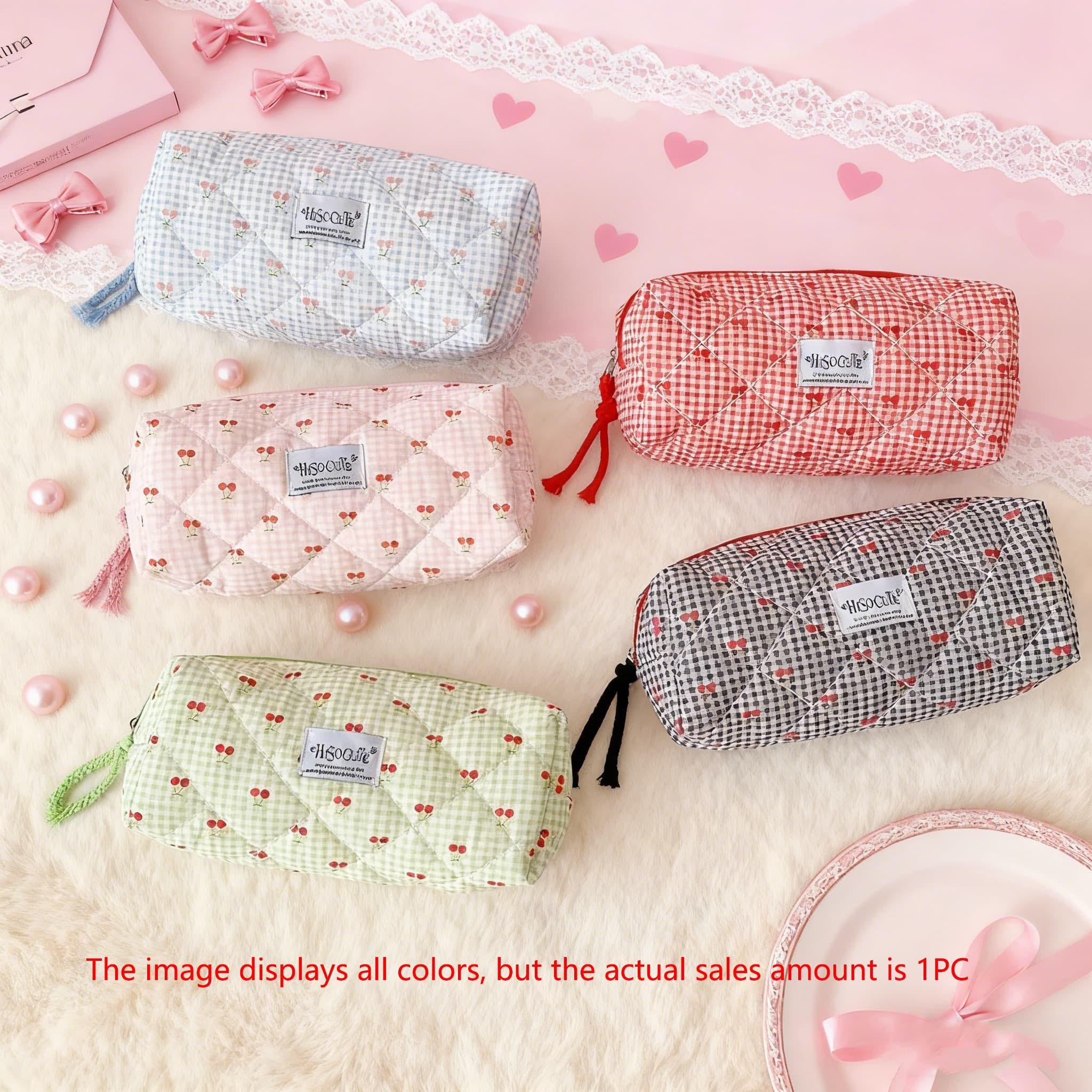 Cute Cartoon Cherry Pencil Case, Portable Stationery Organizer Bag, Adorable Cosmetics Storage Pouch, Ideal for Students