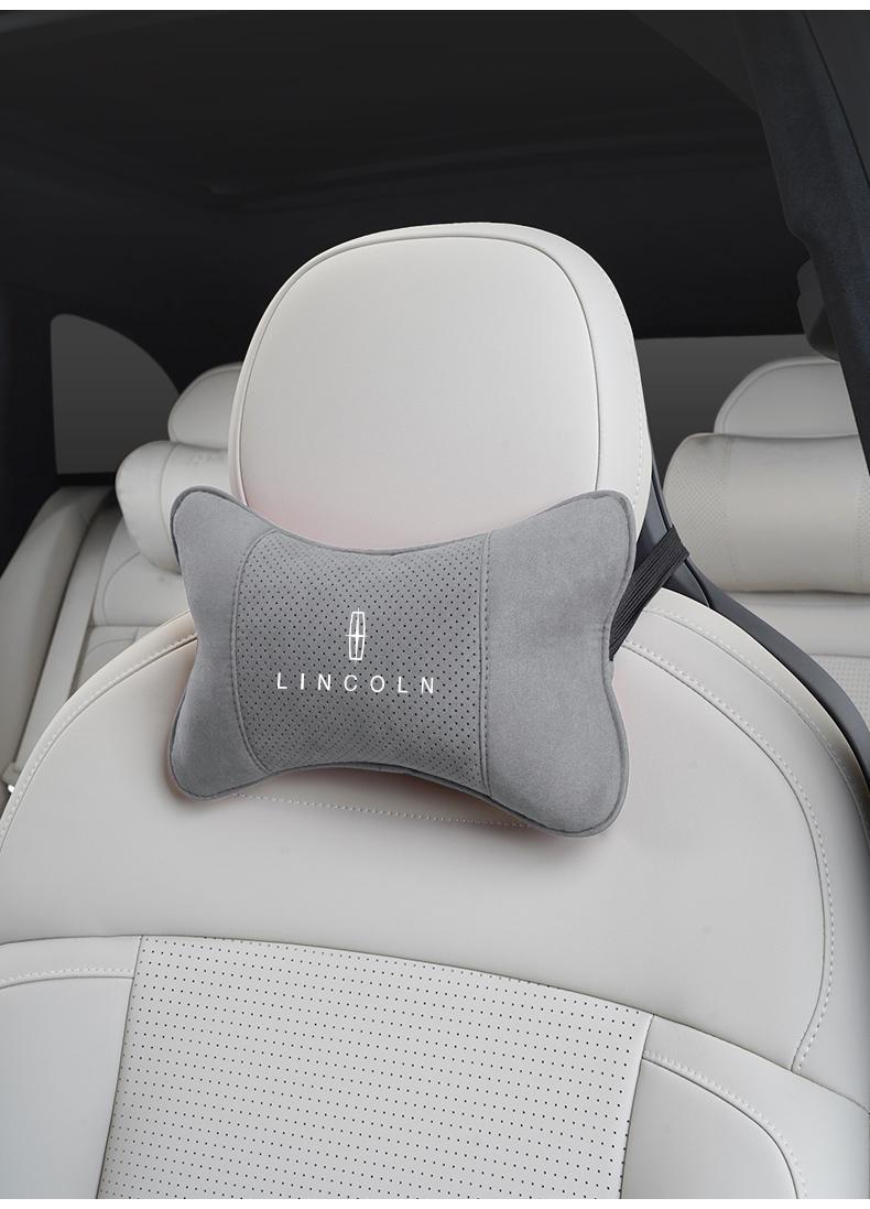 Car Suede Headrest Neck Support Auto Seat Accessories For Lincoln Navigator Continental Nautilus Aviator MKZ MKX MKC MKT MKS Corsair Mark E