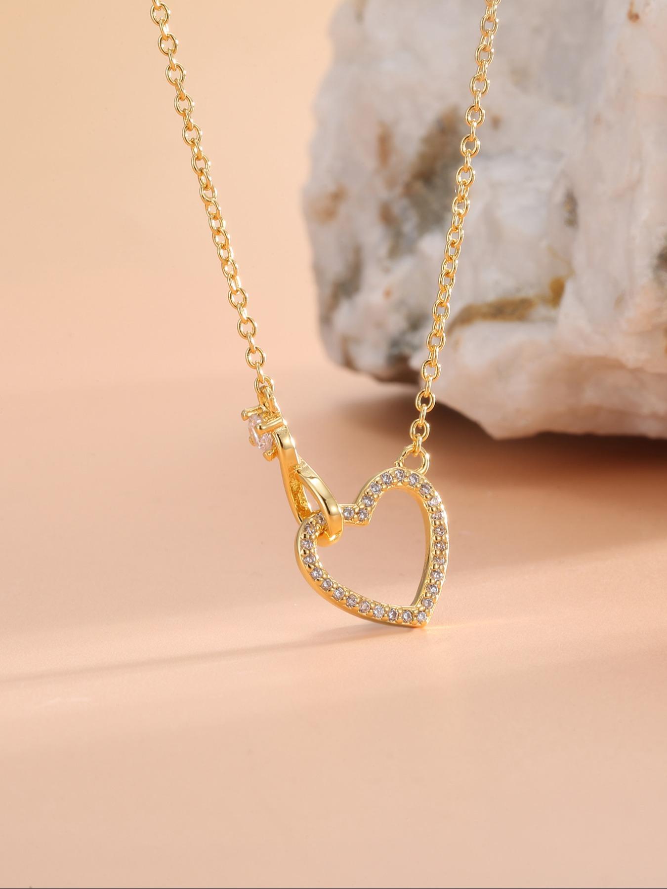 Infinity Symbol & Heart Design Pendant Necklace, Elegant Artificial Zircon Decor Necklace for Women for Party, Daily Decor, Trendy All-match & Exquisite Jewelry for Birthday Gift