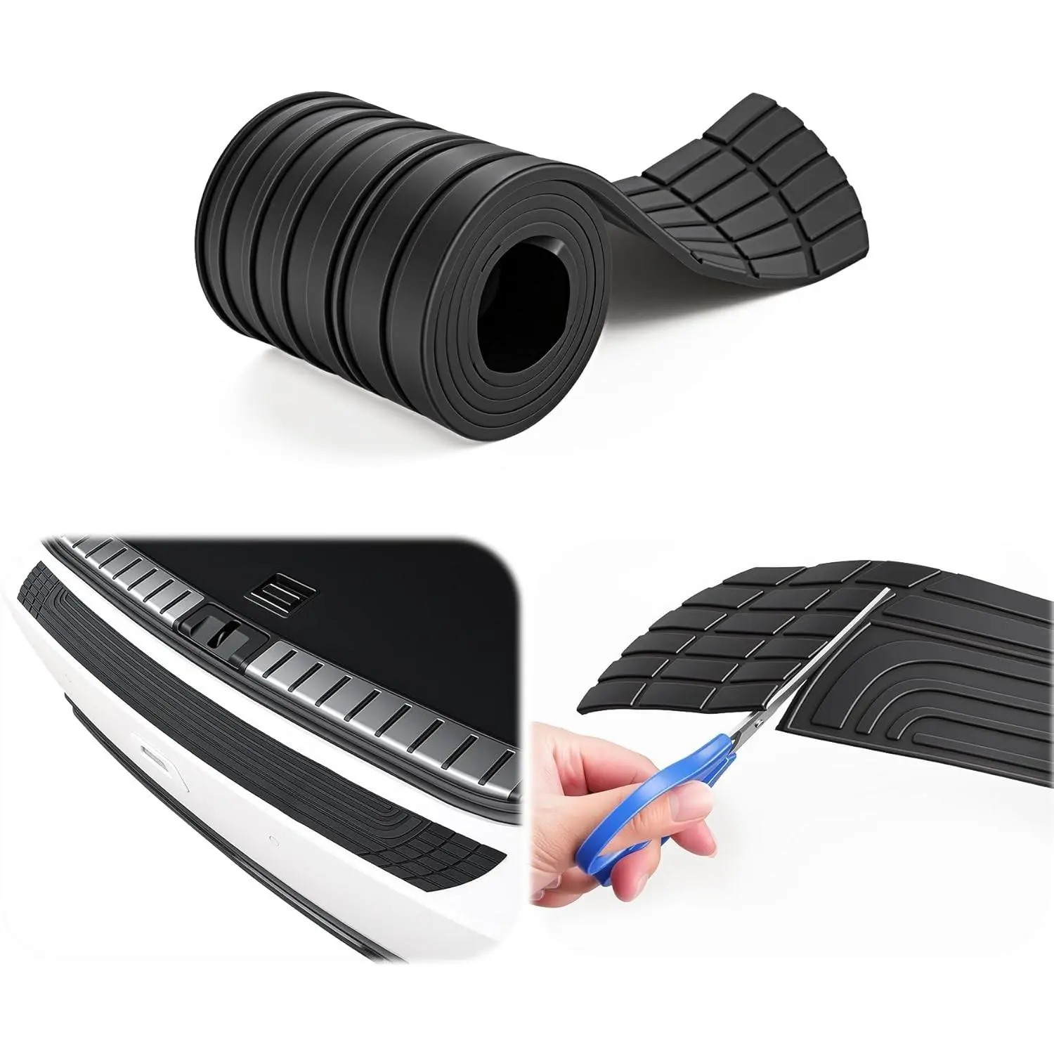 Car Rear Bumper Protector, 42inch x3.4inch Car/SUV Universal Rubber Anti-Scratch Trunk Exterior Accessories