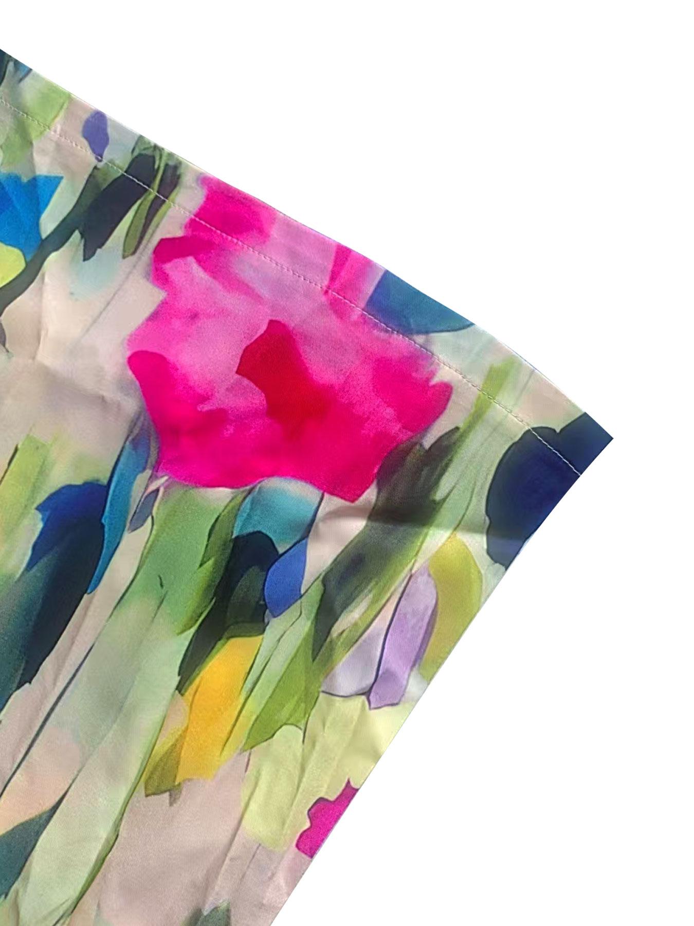 Women's Floral Print Overalls, Boho Casual Fitted Wide Leg Jumpsuit for Beach Holiday Vacation, Ladies Summer Clothes, Womenswear