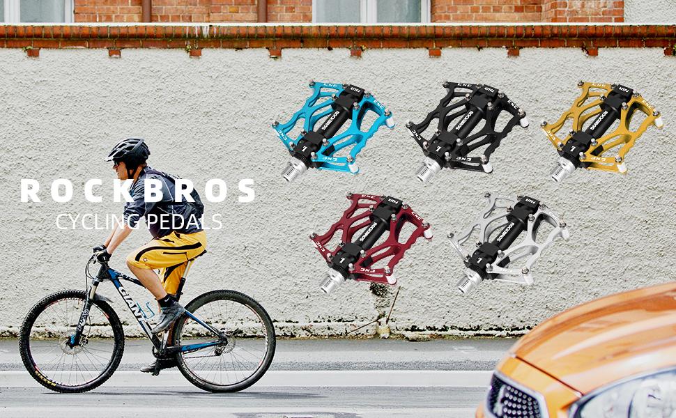 ROCKBROS Lightweight Aluminum Alloy Bike Pedals with Wide Platform Grip