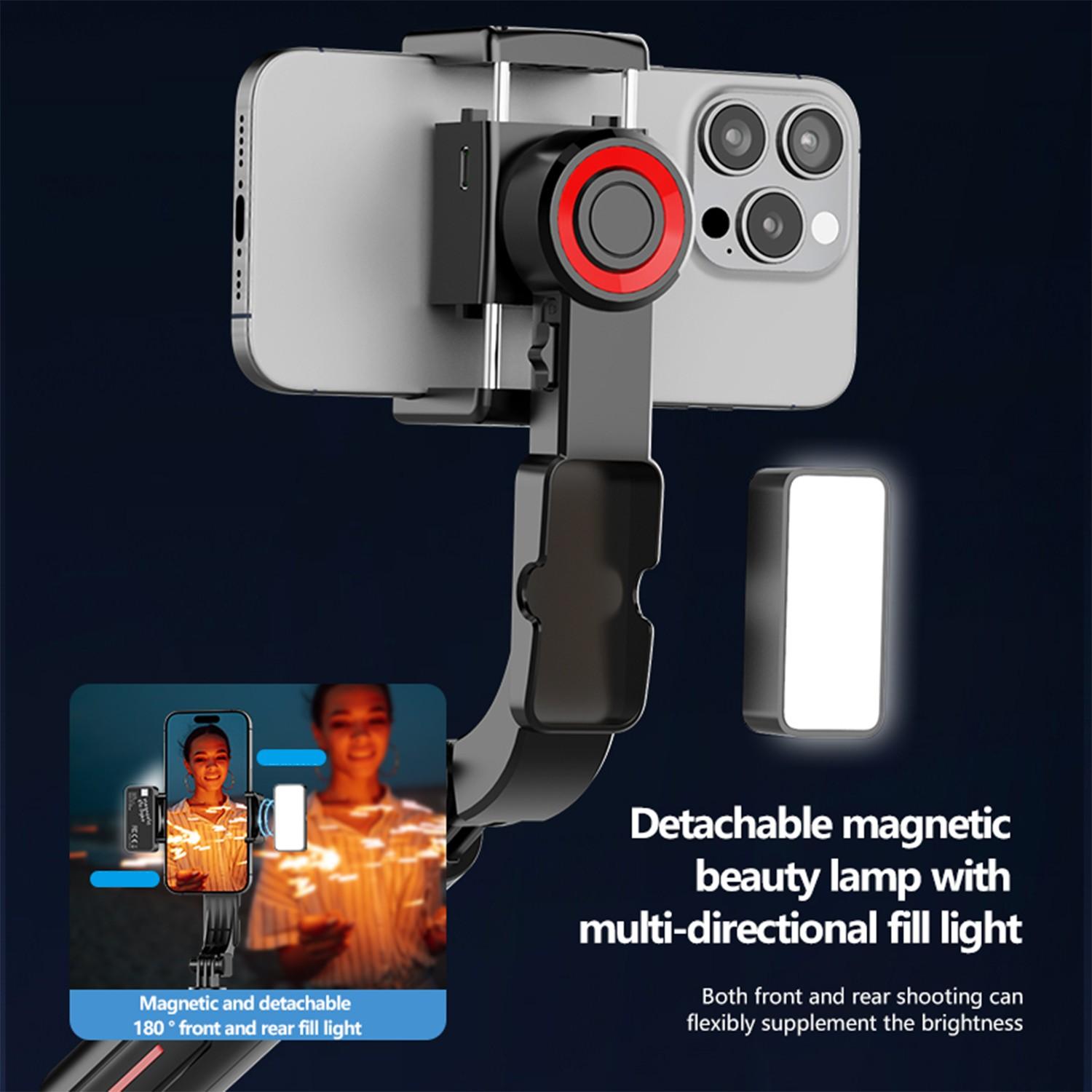 C09 Single Axis Gimbal Stabilizer, Selfie Stick, Foldable Wireless Tripod, Bluetooth-compatible Shutter, Rotatable, Magnetic Light, Vlog, Live Stream, Video Recording