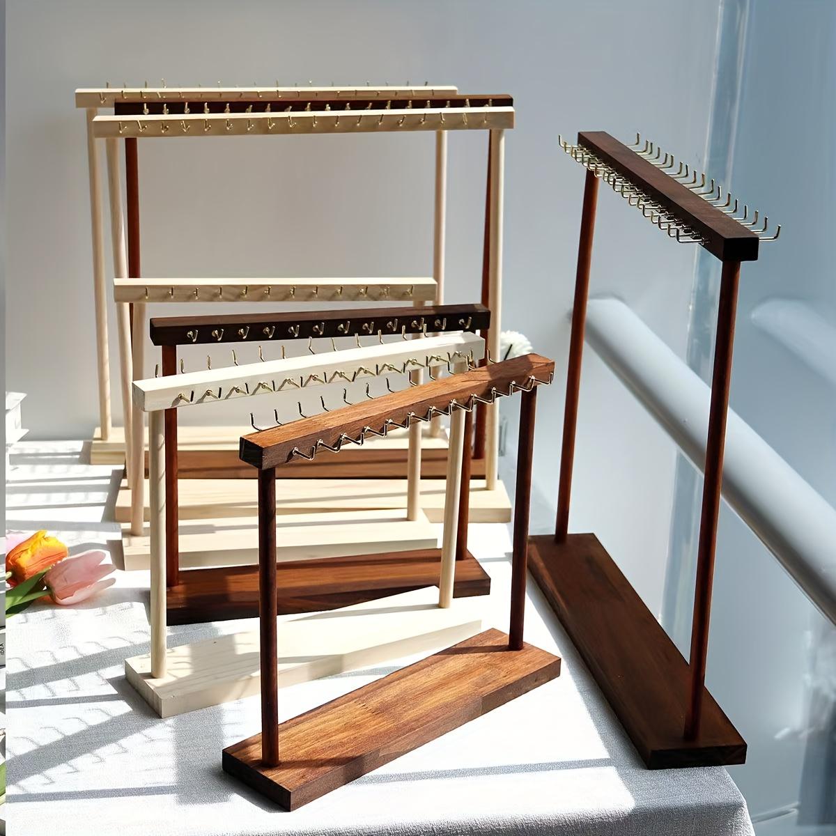 Solid wood double-row hook jewelry display rack Double Tiers
