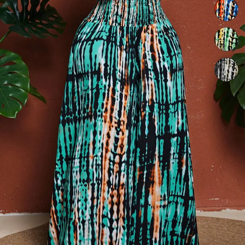 【Black Friday】Plus Size Loose-Fit Tie-Dye Vacation Pants, Bohemian-Style Trousers, Comfortable Casual Wear for Women, Perfect for Travel & Daily Use