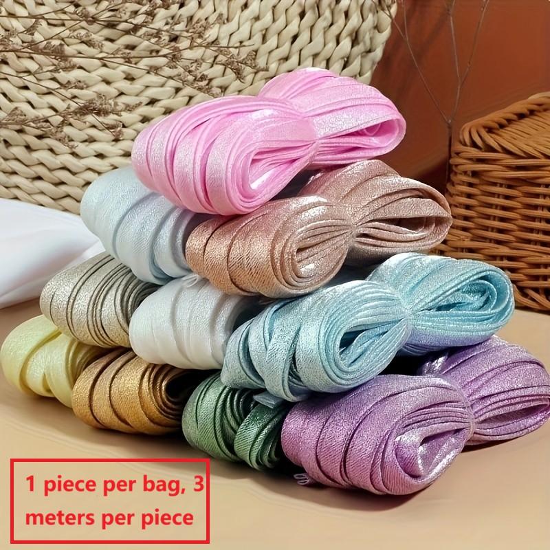 3m Silver Color Glitter Ribbon, Non-Elastic Binding Tape, Heat Resistant, for Clothing, Curtains, Bedding, Bags, Tablecloths