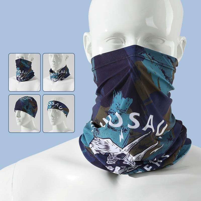 High-Style Ethnic Print Ice Feel Sunscreen Mask, 100% Polyester Seamless Breathable Neck Cover, Outdoor Summer UV Protection