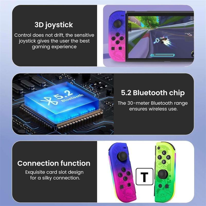 Wireless Controller for Game Handle Controllers, Lrr Wireless Controller for Switch/lite/oled, Dual Vibration Replacement Controller