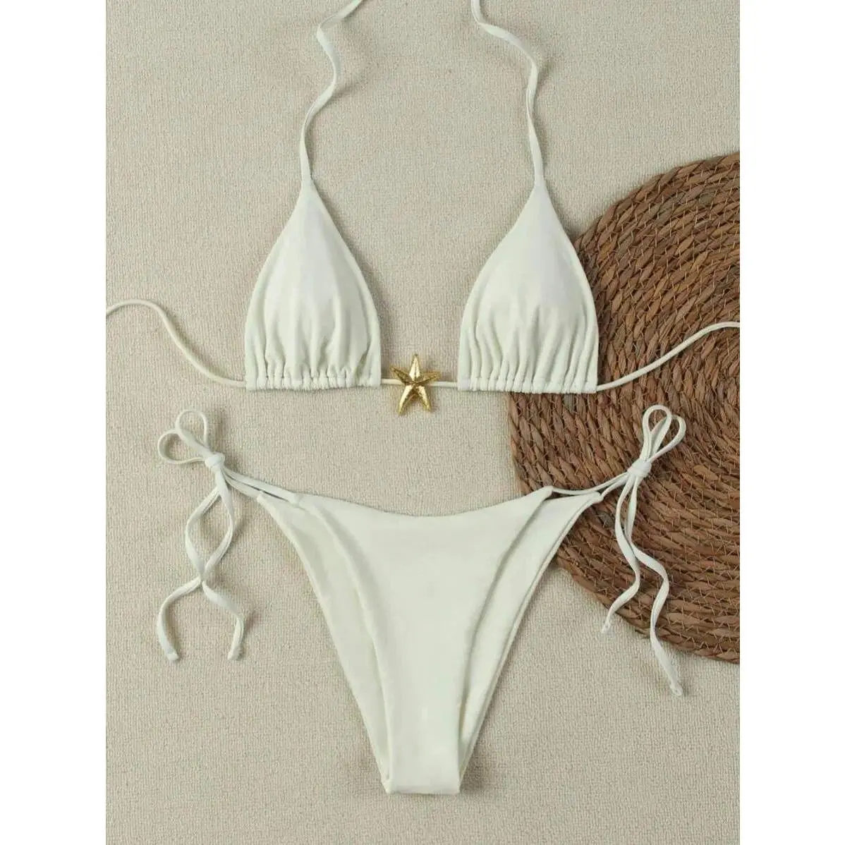 Women's 2-Piece Halter Bathing Suit , Adjustable Tightness, Slim-Fitting Flattering Swim Set for Women, Bikini Top + Swim Shorts, Ideal for Beach Vacations & Cruise Pools, Swimsuits Bikinis swimming costume high stretch  bathing suit women set self tie