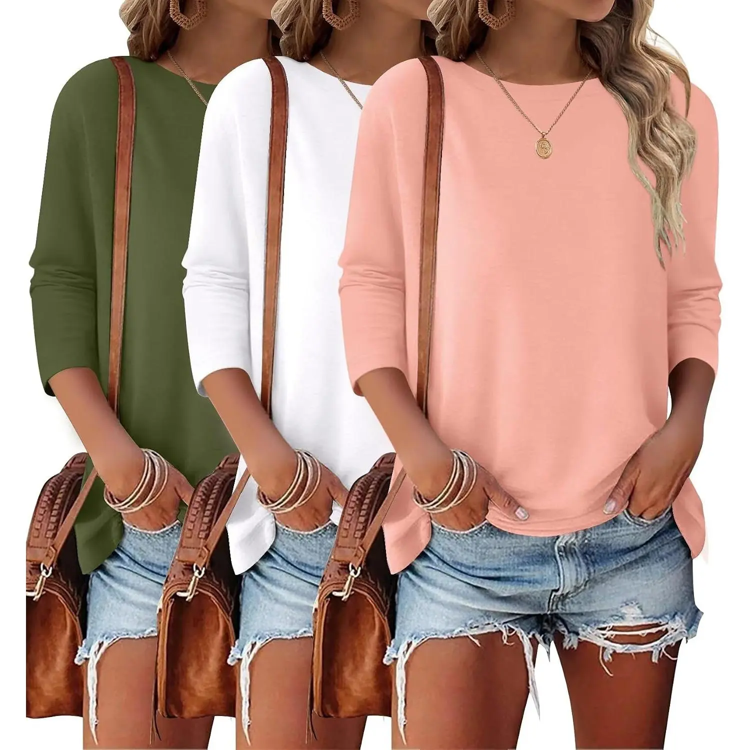 Army Green,white,coral Pink
