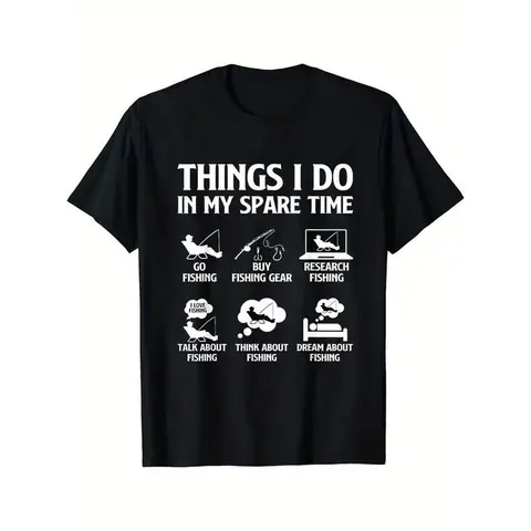 Things I Do In My Spare Time Funny Fishing T-Shirt, Unisex Cotton Crew Neck Tee, Sarcastic Fisherman Graphic Shirt For Fishing Lovers Gift