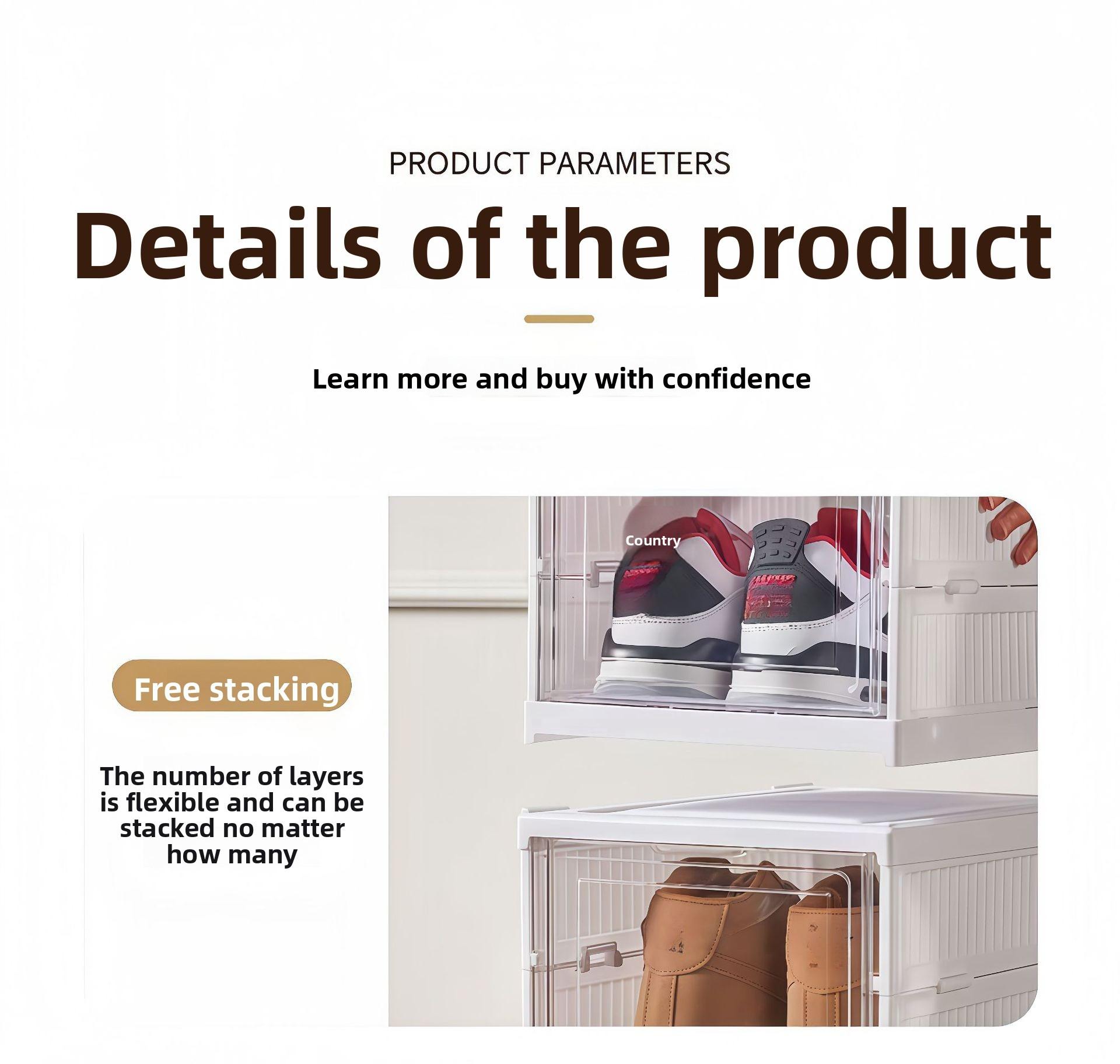 3/6 Installation-free folding shoe rack Transparent shoe storage box Shoe display cabinet Integrated moisture-proof, dustproof, durable and beautiful shoe cabinet Shoe rack