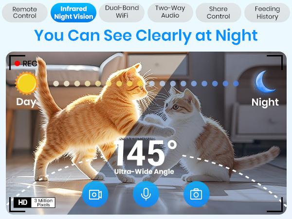 Frienhund by Apasiri Smart Cat Feeder for Busy Cat Owners 2K Camera Night Vision Remote Feeding 7L Large Capacity Easy to Clean For Cats and Dogs