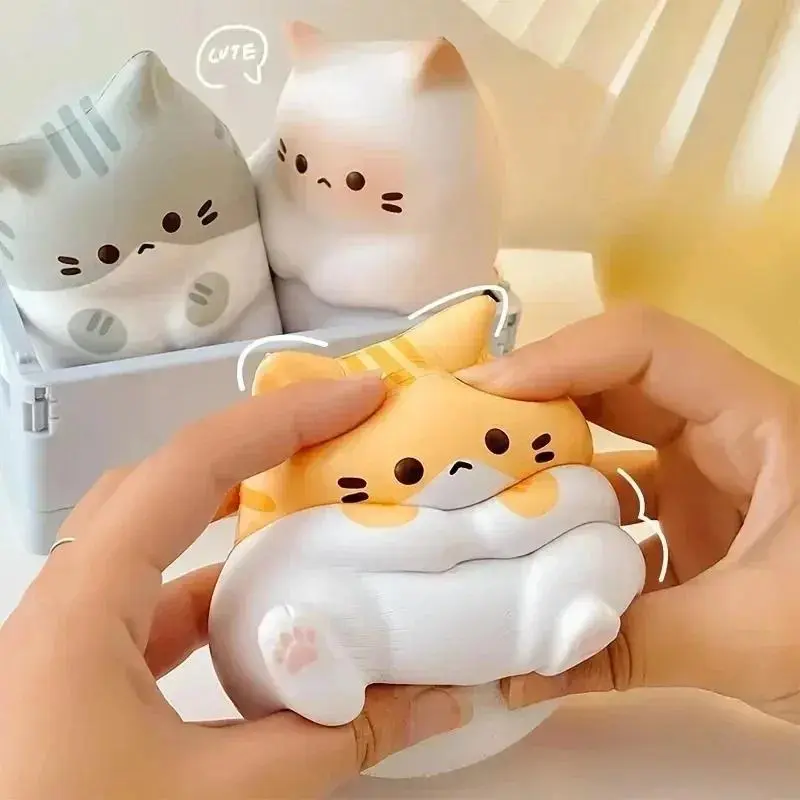 New Cat Stress Relief Squishy Toy - PU Slow-Rising Squeeze Ball, Ages 12+, Safe Materials, Cartoon Table Ornament, Classic Novelty Toy