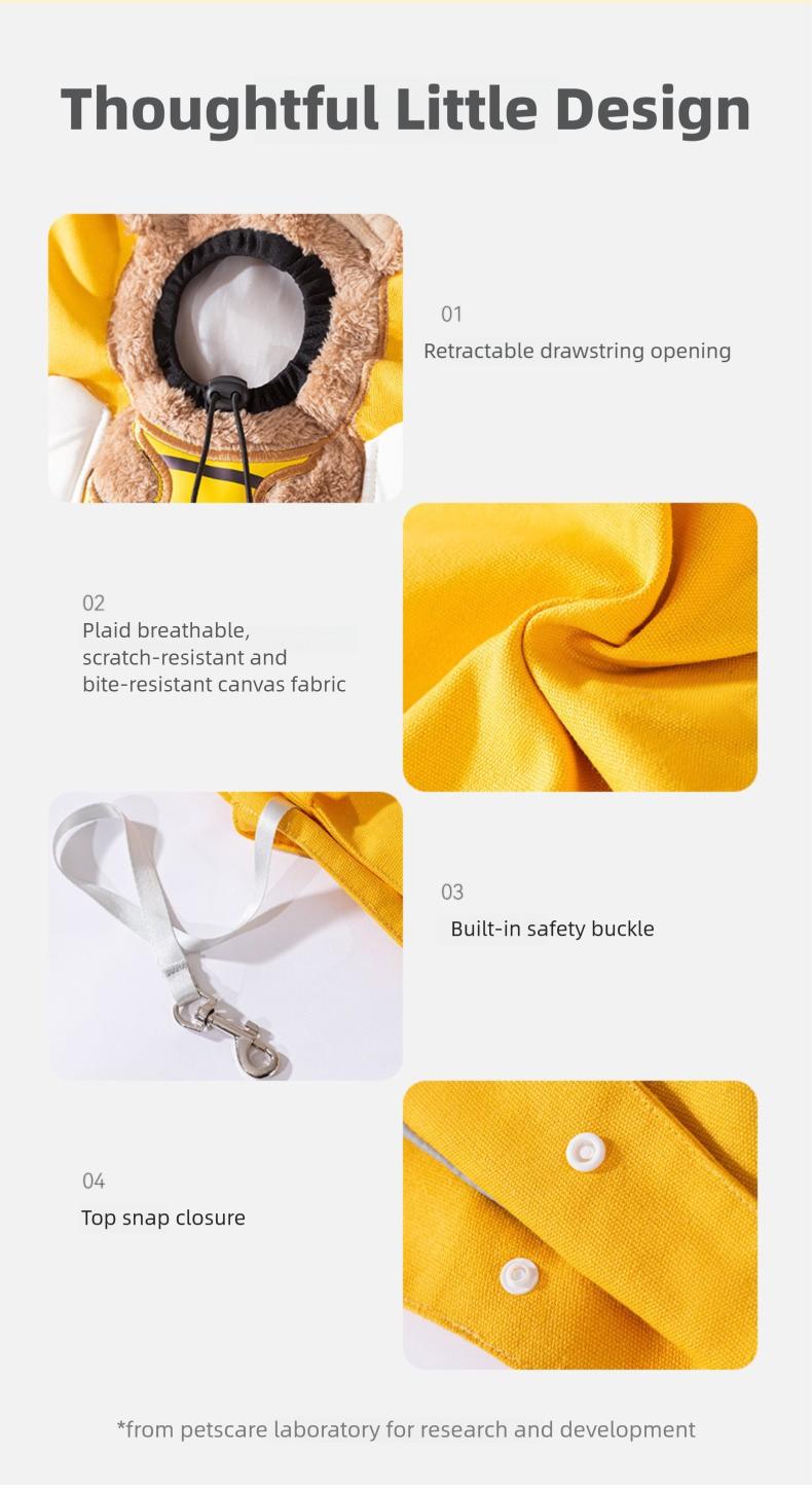 Cute Canvas Pet Carrier - "Peek-a-Boo" Bumblebee Design - Cat Bag, Shoulder Bag, Tote for Small Dogs & Pets