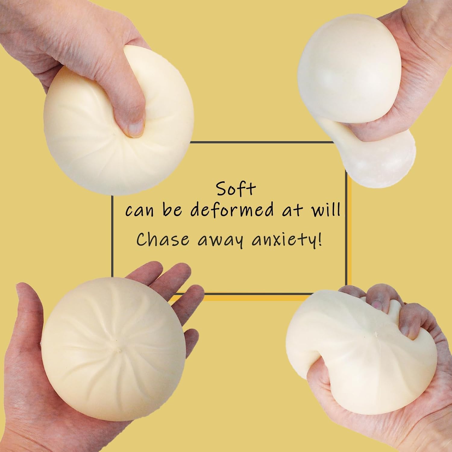 4pcs Colorful Dumpling Stress Balls, Squeeze Dough Ball Fidget Sensory Toy, Stress Relief Hand Toy, Bun with Food Steamer, Stretchy Desk Toys, Fidget Gadget