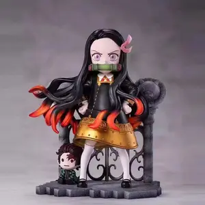 14cm Spy × Family Anya Cos Kamado Nezuko Academy Dress Demon Slayer Kawaii Model Anime Figures Garage Kit Statue Toys Kids Gifts