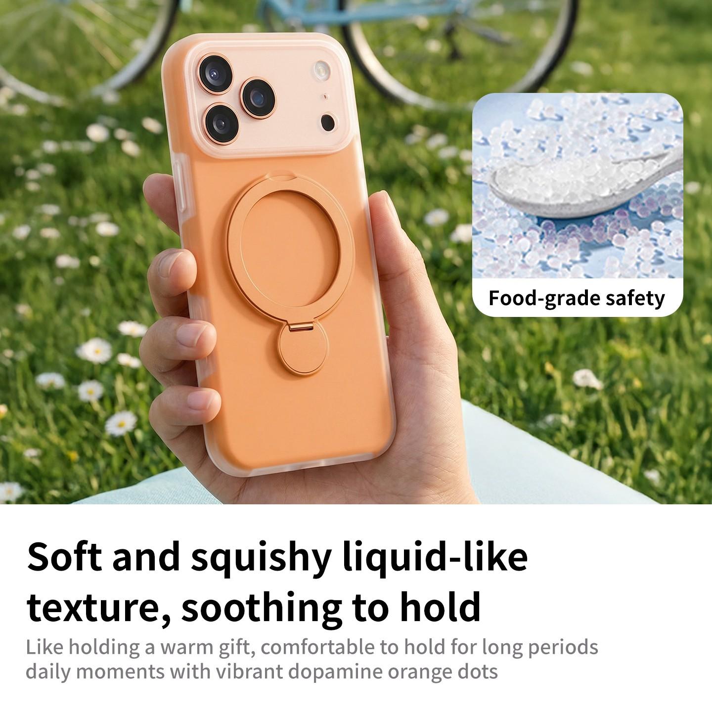 2026 New Liquid Jelly Magnetic Kickstand Skin-Friendly Phone Case for iPhone 17 Pro Max 17 Pro 16 Pro Max 16 Pro 15 Pro 14 13, Shockproof Protective Cover