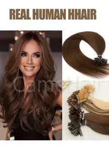 50Pcs 30G a Pack U Tip Hair Extensions for woman Human Hair Ktip Hair Extensions Utip K Tip I tip Light Weight Silky Smooth No Damage for Women to Party dark brown jet black natural balck and blonde add length and Volume for Halloween Christmas Party