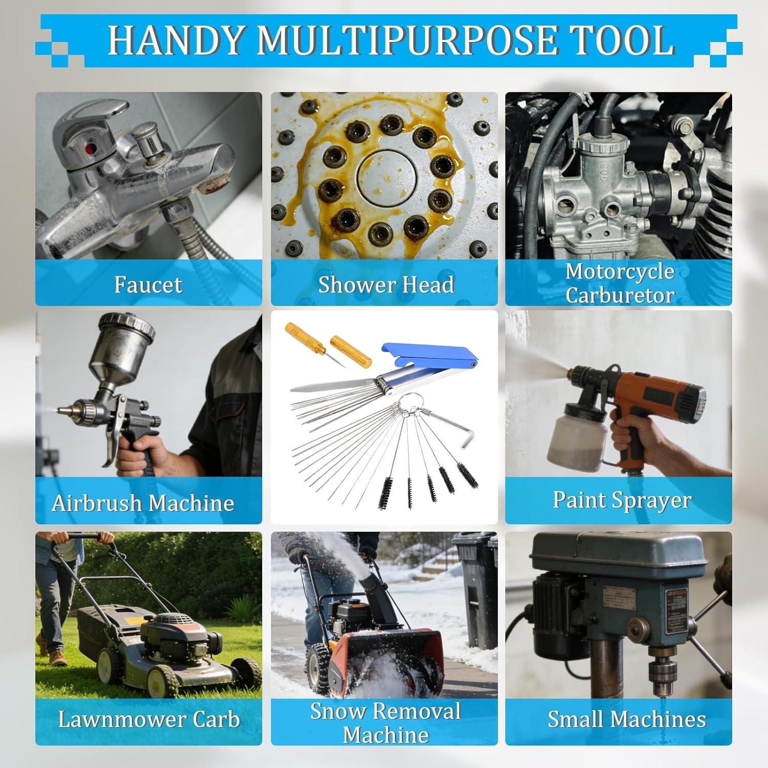 Carburetor Cleaning Kit, Torch Tip Cleaner Tool For Motorcycle, Lawnmower, Atv, Chainsaw, Spray Gun, Small Engine, Premium Torch Tip Cleaner, Carbons Dirt Jet Remove, Suitable for Auto, Motorcycles, ATV, Welder, Lawn Equipment