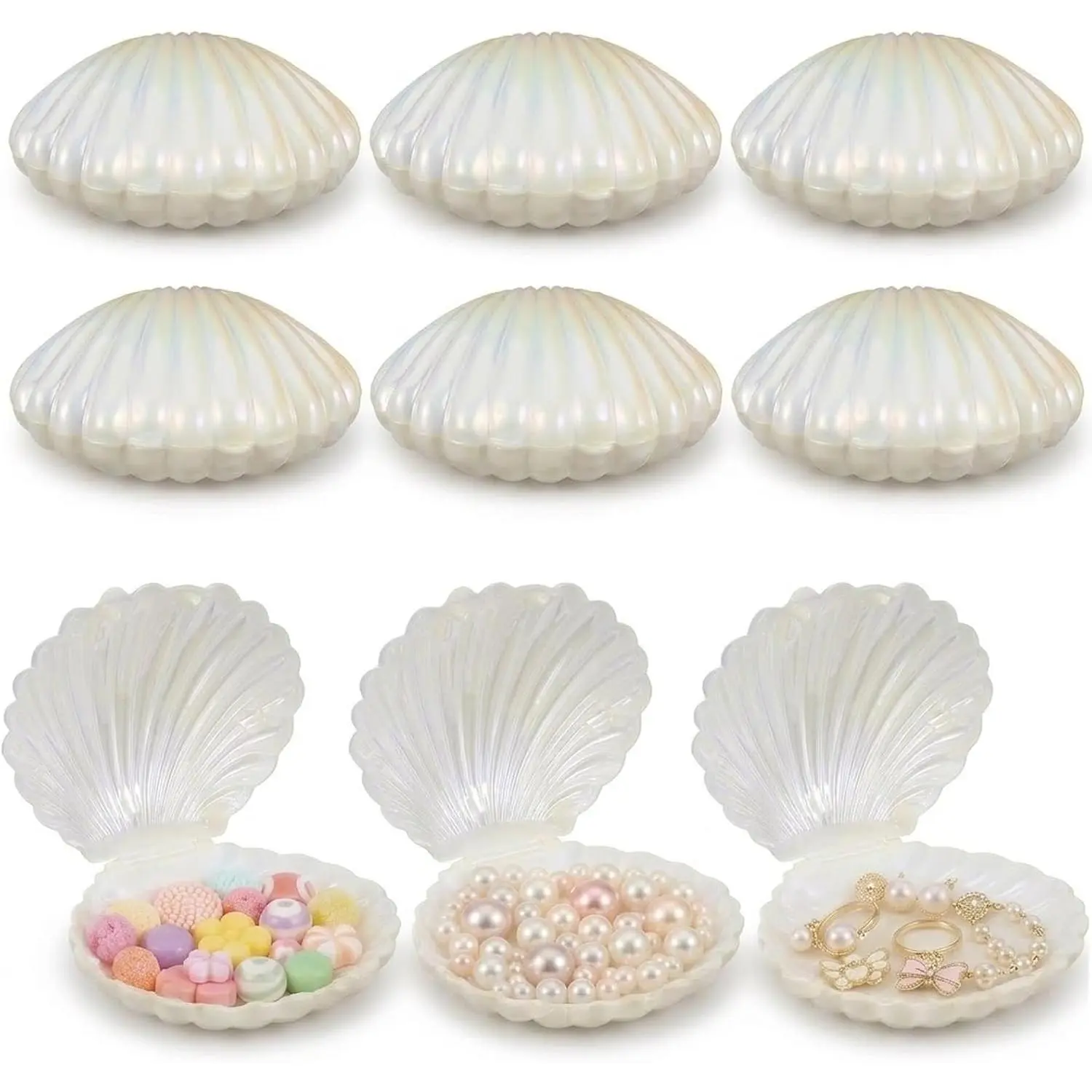 Colored Shell Candy Box 10-Pack Mini Sea Shell Containers Plastic Party Favor Boxes for Wedding Birthday Shower Packaging and  Storage