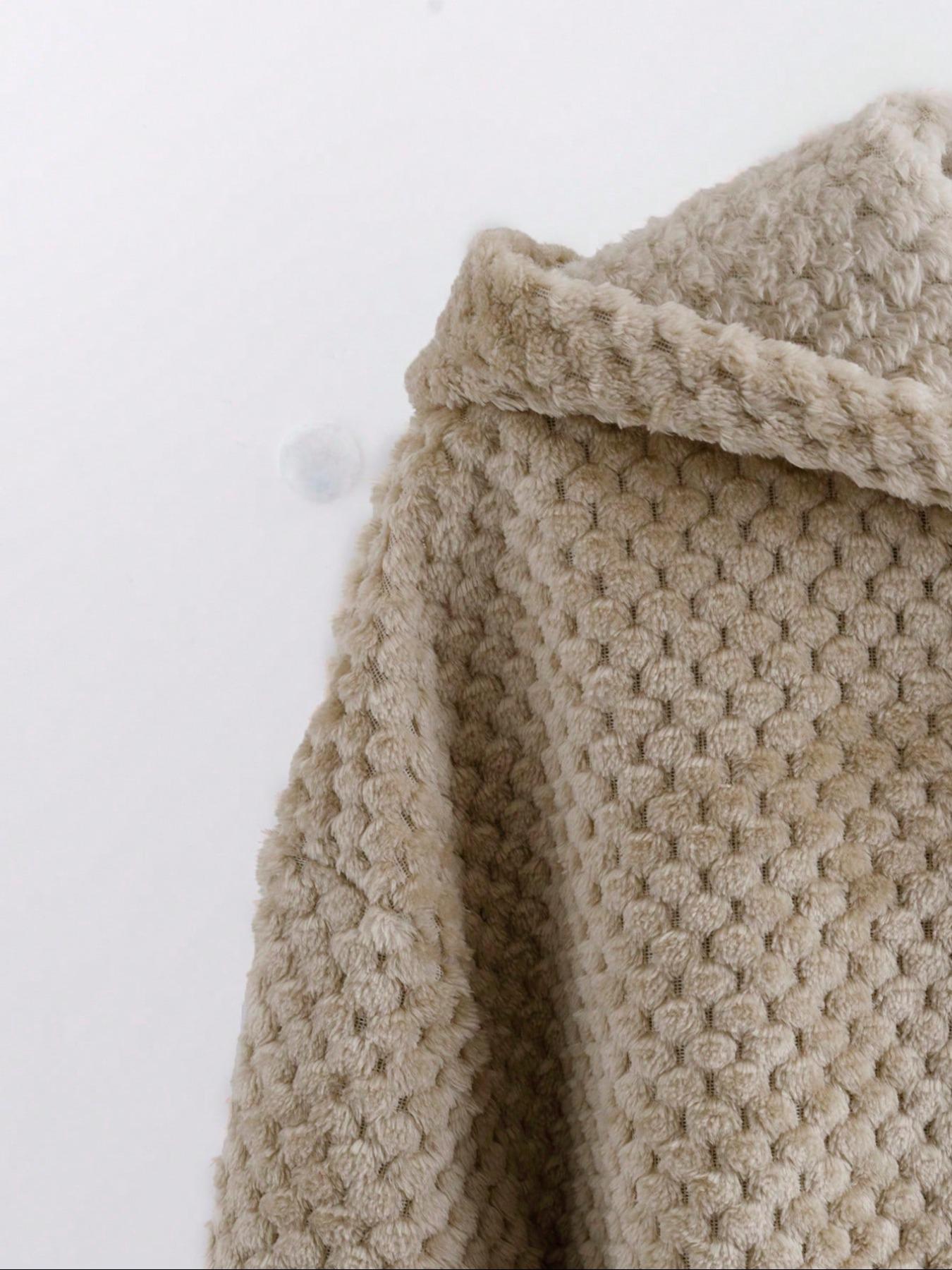 Women's Color Blocking Hooded Hoodie Sweatshirt, Plush Soft, Fluffy, Fall & Winter Warm Casual Wear, Loose-Fitting Daily