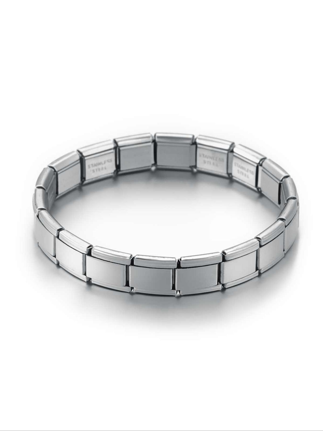 DIY 304 Stainless Steel Charm Bracelet, Modular Links with Cartoon/butterfly/heart Stickers, Customizable Women's Bracelet, Hypoallergenic & Fade-Resistant