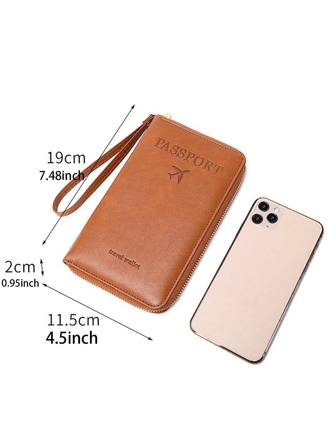 Unisex Zippered Passport Holder, Leather Travel Wallet with 2 Passport Slots, Multi-Card Organizer for Family Travel, International Trip & Gift