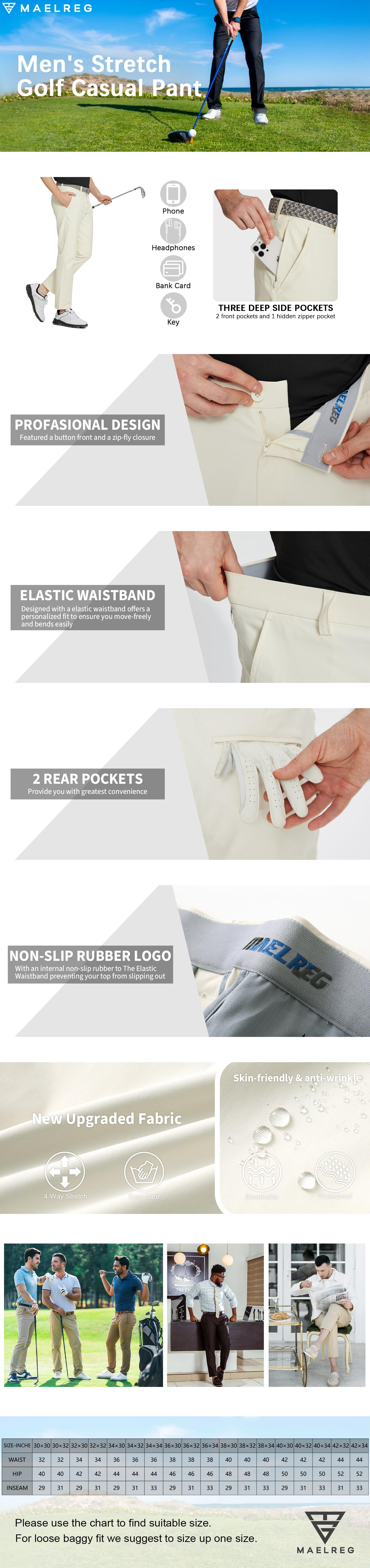 MAELREG Men's Stretch Dress Pants Suit Pants 30"/32"/34" Stretch Lightweight 5 Pockets Water-Resistant Casual Mens Pants,golf sweatpants men,Wedding Attire,Dating Pants SpringStatements