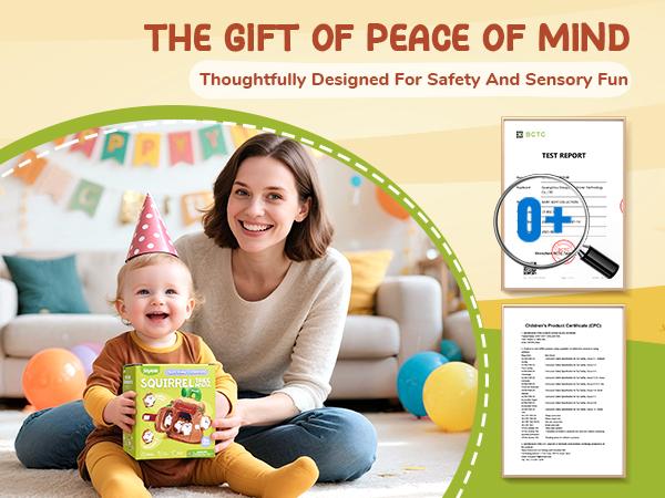 JoyCat Baby Toys, Bee Toys, Treehouse Toys, Soft Beehive with 5 Stuffed Sensory Bees/Squirrels, Rattle, Crinkle Paper, Squeaker, Mirror, Baby Birthday Easter Gifts Toys