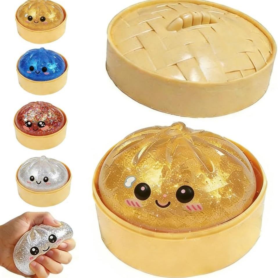 Upgrade Soft Dumpling Toy, Colorful Smiley Steamer Basket Big Baozi Squeeze Ball, Squishies, Stress Relief Fidget, Stress Relief, Perfect for Play, Party, Alone Time