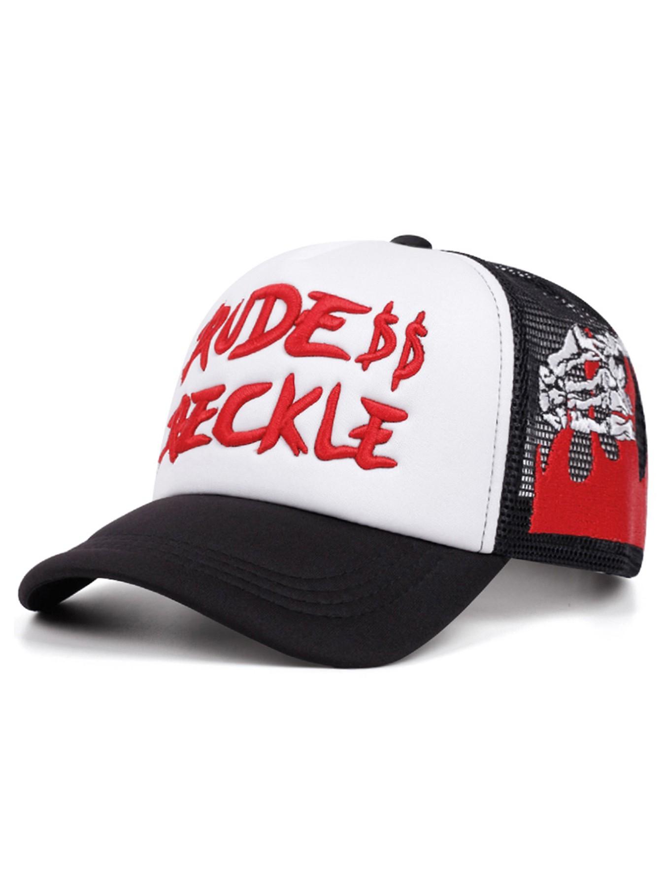 2026 New Personalized Creative Baseball Hat RUDE Hand Skull Embroidered Breathable Mesh Hat Street Fashion Hip Hop Skateboarding Hat Outdoor Leisure Sports Sunshade Hat Daily Commuting Decorative Hat Male Female Same Style