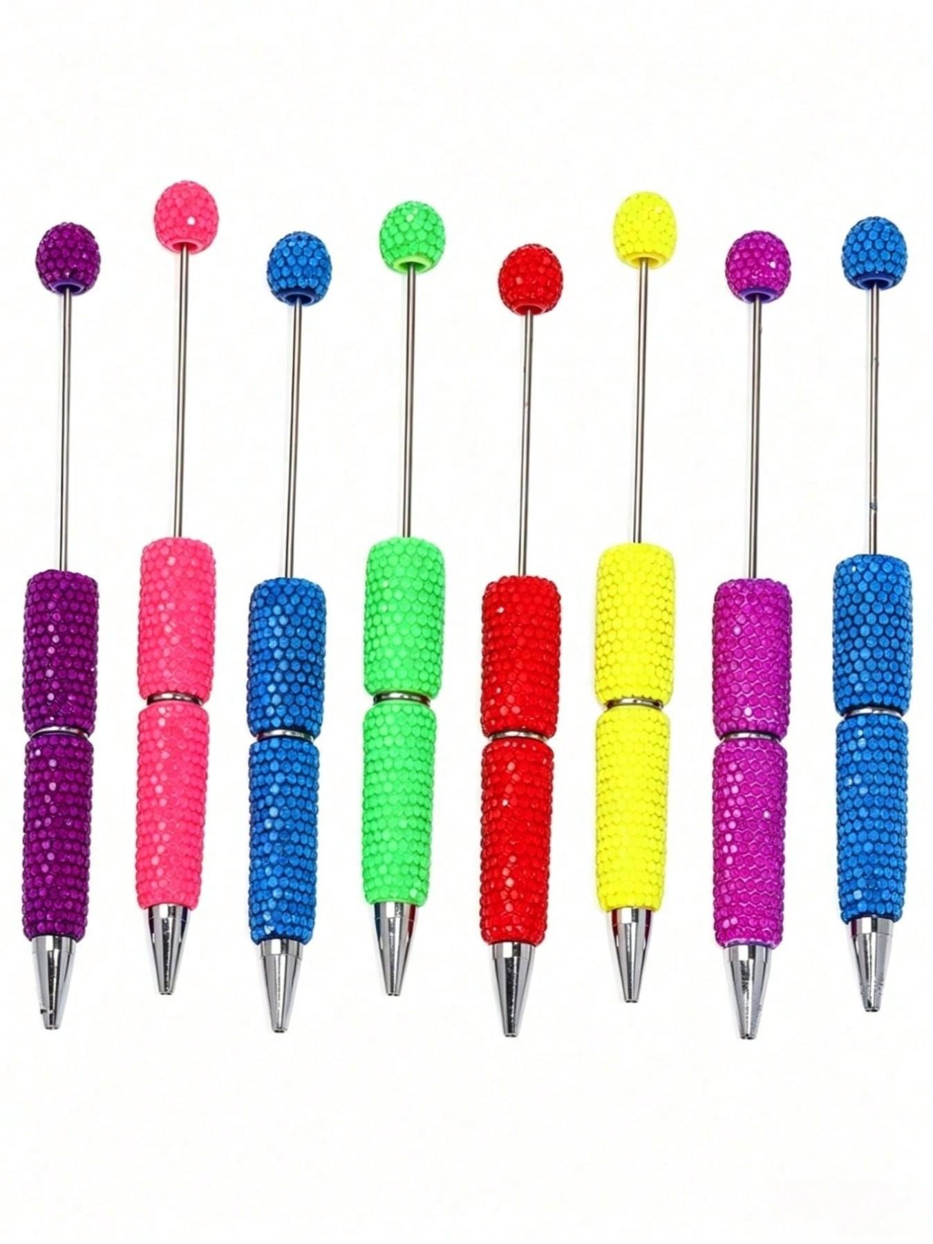 30 Pieces Candy-Colored Rhinestone DIY Jewelry Ballpoint Pens, 10 Extension Rods, Replacement Ink Refills, Aesthetic Stationery Gifts, Beaded Pens, Ballpoint Pen Kit