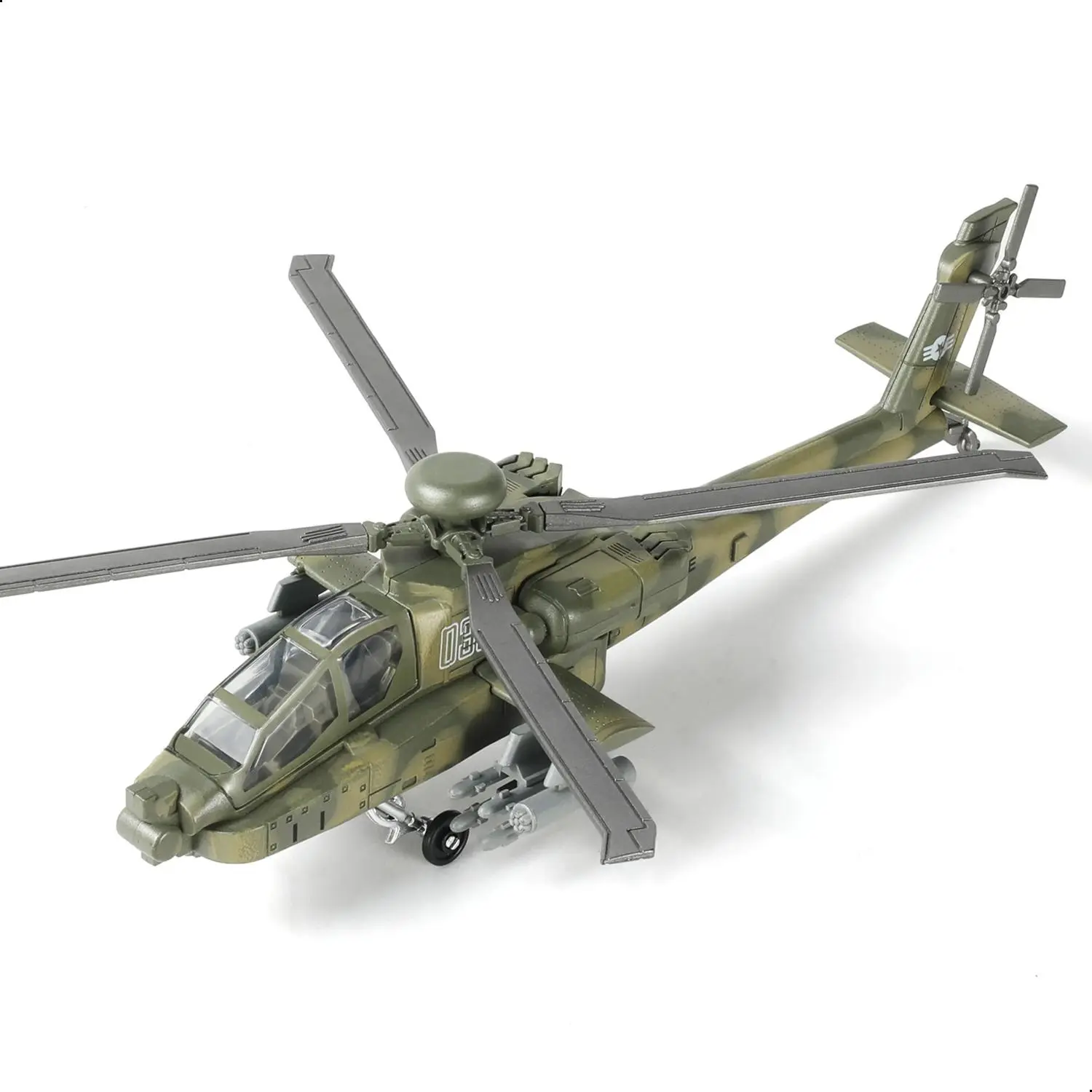 1/72 Scale Plastic AH-64 Apache Combat Helicopter Quick Build Model Kit - 25-Piece Tool-Free Snap-Fit Military Construction Toy, M230 Chain Gun & Hellfire Pylons Details, Collectible Aviation Gift for 8+ & Aviation Hobbyists, Bedroom Shelves Display