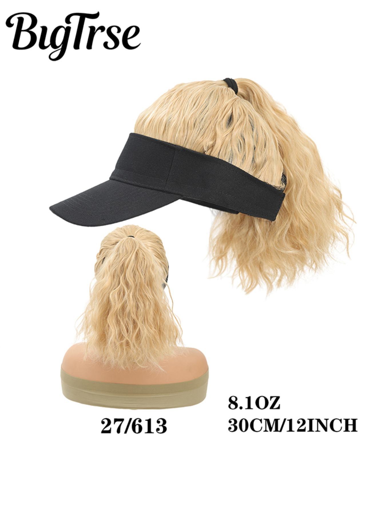 12-Inch High Ponytail Wavy Wig Hat, Summer Sun Protection Cap, Full Volume No Maintenance, Ideal for Outdoor Activities and Daily Wear