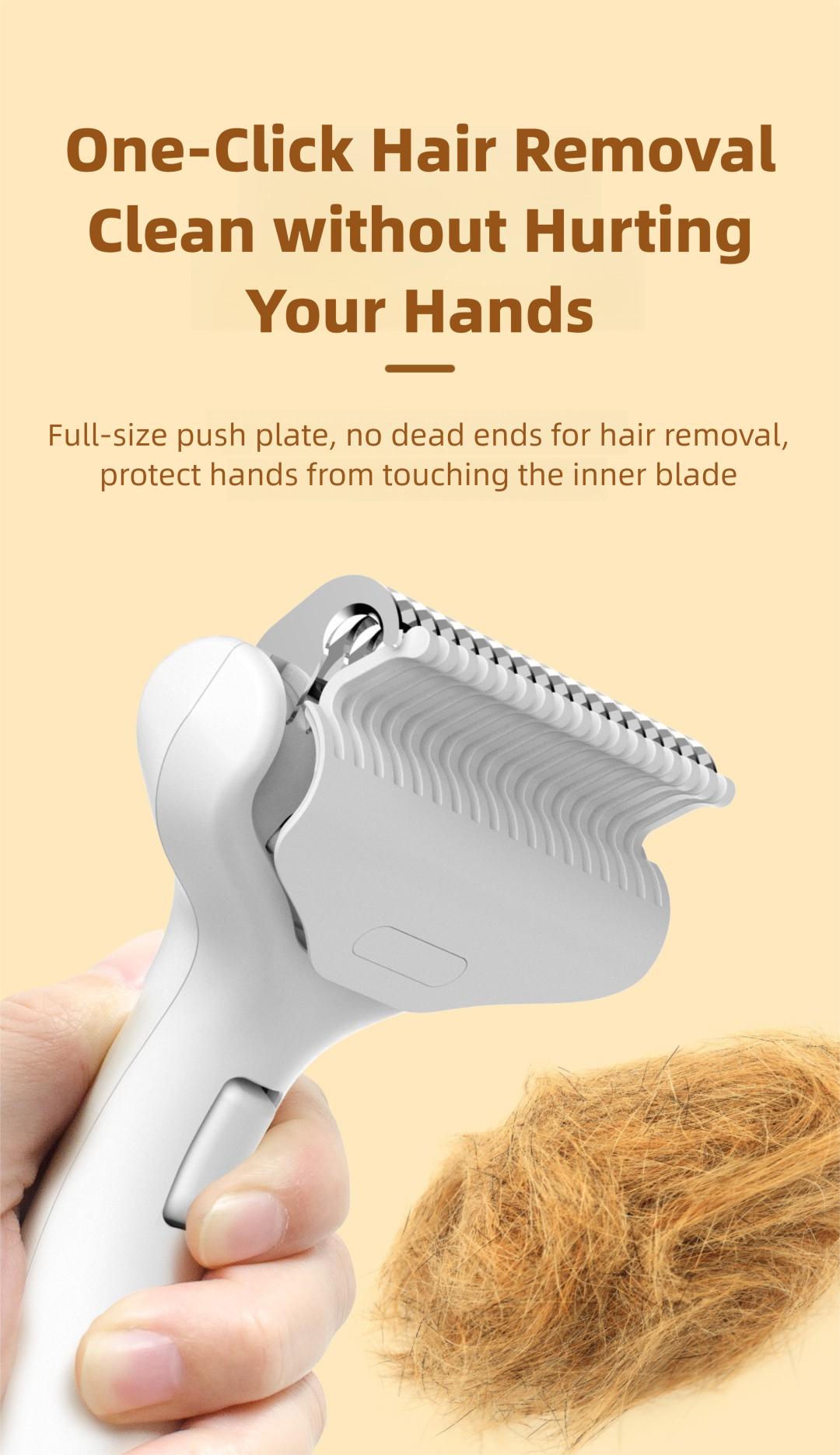 Pet De-matting Comb / Cat Brush - Removes Loose Hair & Undercoat - Grooming & Shedding Tool - One-Touch Self-Cleaning Pet Brush